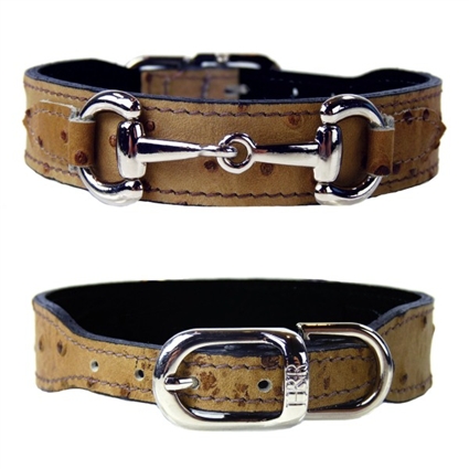 Ostrich Embossed Leather Dog Collar
